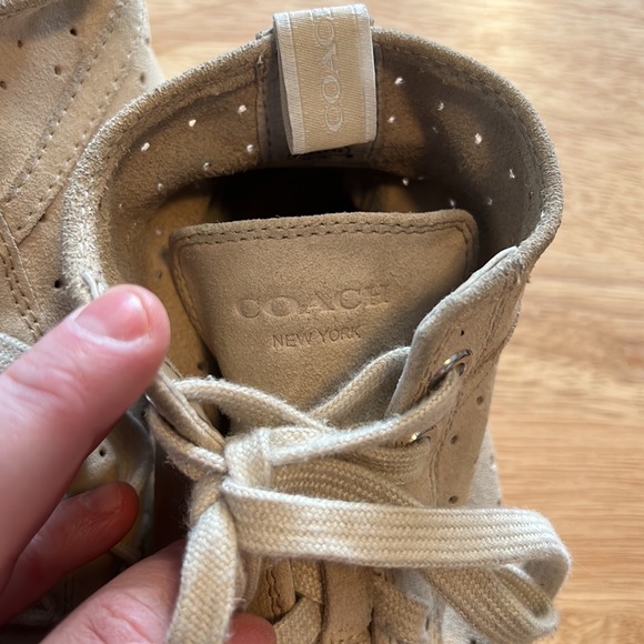 Cream Suede Coach high top shoes - size 5.5 - Picture 3 of 6